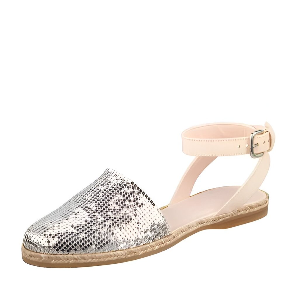 Stuart Weitzman Metallic Silver Stud Holiday Cocktail Party Dress Flats Heels 8